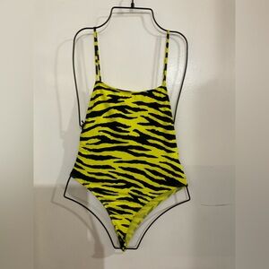 Forever 21 Yellow and Black Striped Bodysuit